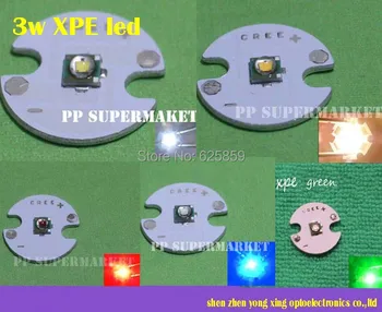 

Free shipping 5pcs X Cree XPE XP-E R3 3W LED Neutral White Cool White Red Green Blue Royal Blue LED with 16MM heatsink