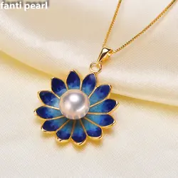 FANTI Настоящее натуральное пресноводное жемчужное ожерелье с подвеской из стерлингового серебра 925 для женщин натуральный жемчуг ювелирные
