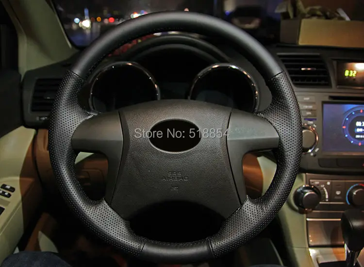 Черный чехол рулевого колеса автомобиля из искусственной кожи для Toyota Highlander Toyota Camry 2007-2011