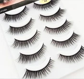 

HBZGTLAD New 5 pairs Real Mink Fake eyelashes 3D Natural False Eyelashes Mink Lashes Soft Eyelash Extension Makeup Kit Cilios 02