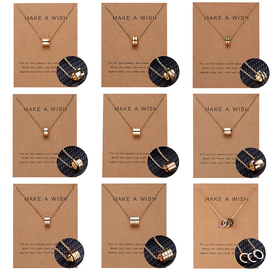 

Rinhoo New Necklace with Card Fashion Paper Card Necklace Geometric Circle Cutout Pendant Simple Women Choker Necklace Jewelry