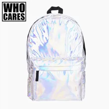 Calidad de cuero mujer mochila portátil Holograma Láser Mochila Para La Escuela del Estudiante de Mujeres de Color Plata Holográfica Bolsa mochilas