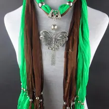 2013 шарф кулон ювелирные украшения ожерелье женские зеленые и коричневые Симпатичные с кристаллами круг шарфы с ювелирными изделиями микс