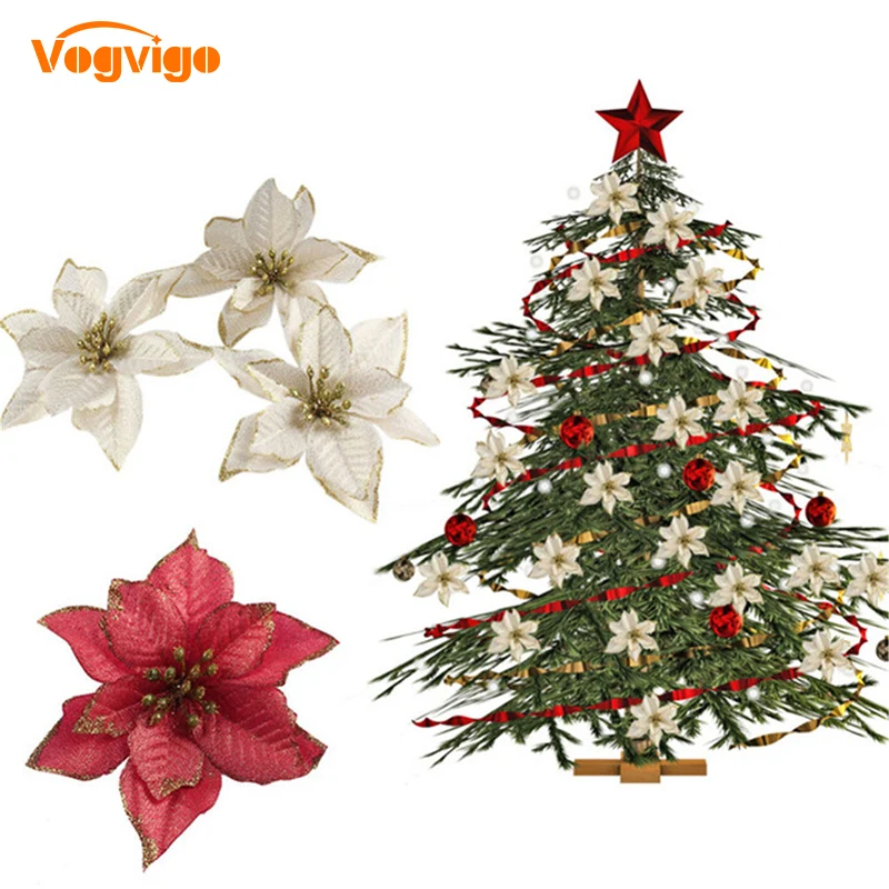 

VOGVOGO Artificial Flowers Christmas Decorations for Home Christmas Tree Ornaments Xmas Tree New Year Decoration Flowers
