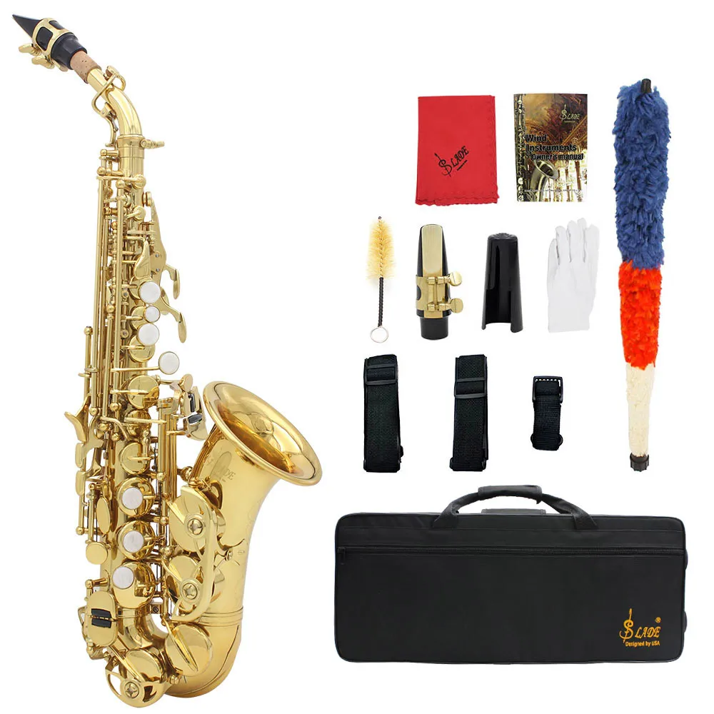 

Brass Saxophone Golden Carve Pattern Bb Althorn Soprano Saxophone Sax with Case Gloves Cleaning Cloth Belt Brush