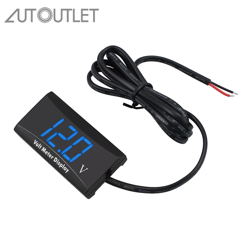 Универсальный Автомобильный цифровой вольтметр AUTOUTLET тестер с 2 проводами