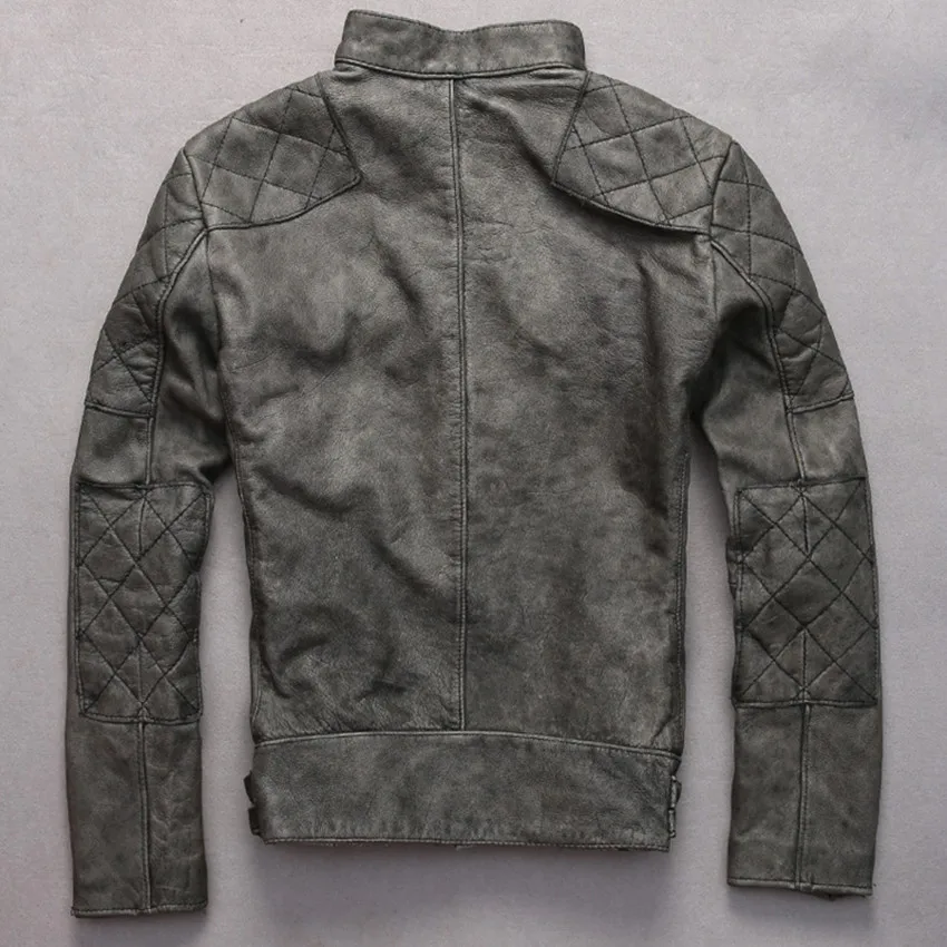 Новое поступление, Мужская винтажная кожаная куртка в стиле Дэвида Бэкхема, модная мотоциклетная куртка из коровьей кожи, мужские кожаные пальто