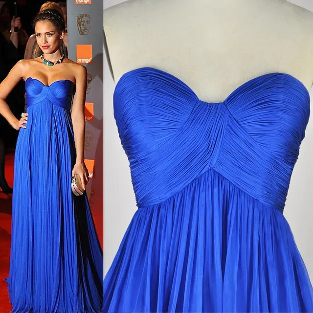 Buy Cheap Royal Blue Chiffon Pleated Sweetheart Long