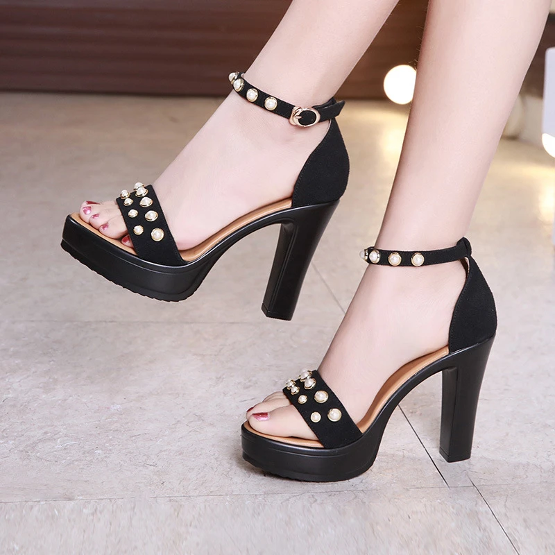 pearl high heel sandals