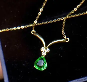 

Tsavorite Pure 18 K Gold Natural Green Tsavorite Gemstone 1.15ct Diamonds Fine Jewelry for Women's Fine Pendants Necklaces