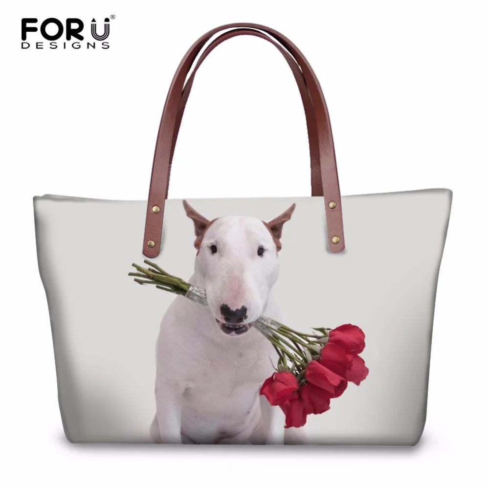 

FORUDESIGNS Cute Animal Bull Terrier Printed Women Large Handbags Casual Female Cross Body Bags Handbag Women's Messenger Bolsas