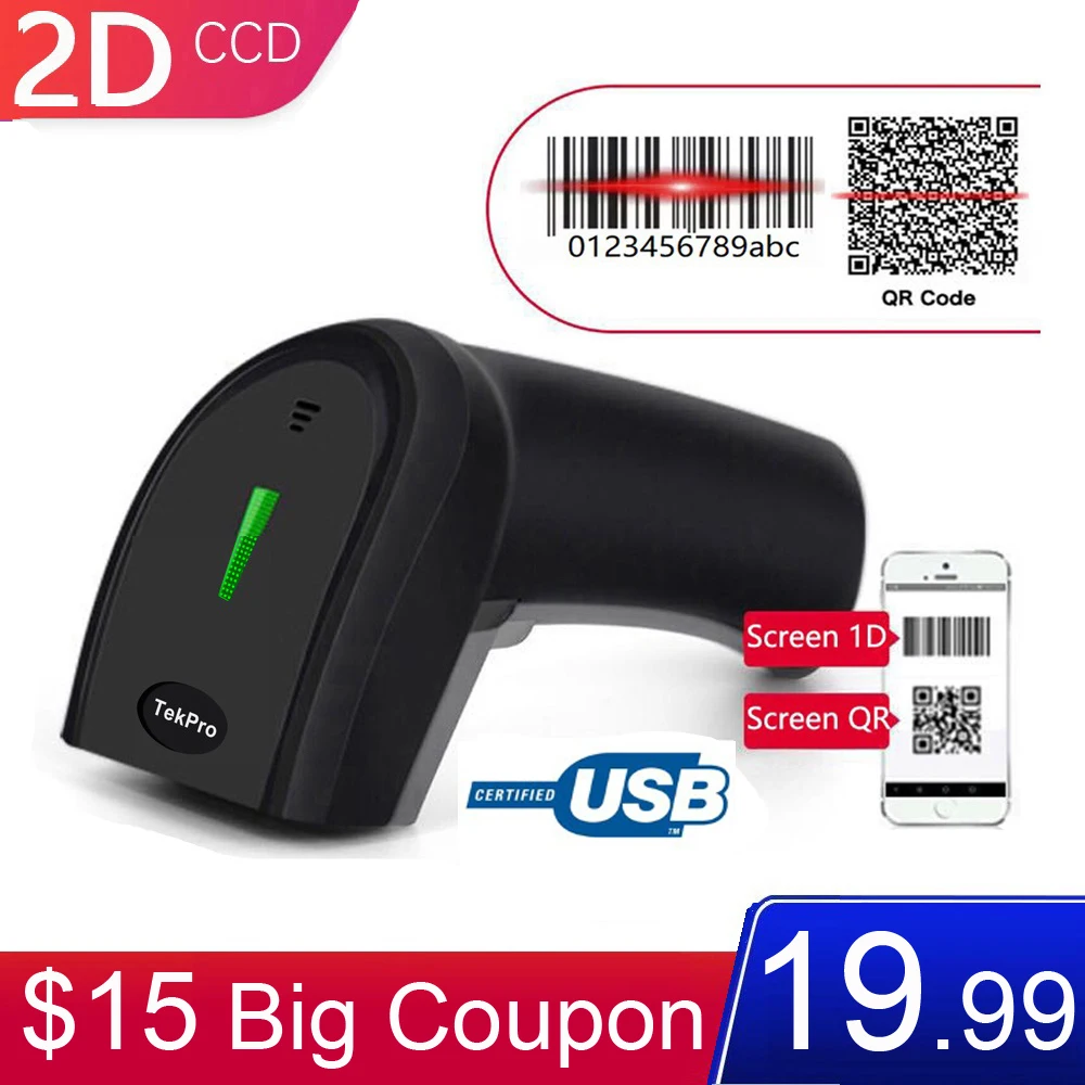TekPro USB 2D сканер штрих-кода компьютерный экран мобильный платеж 1D QR | Компьютеры и