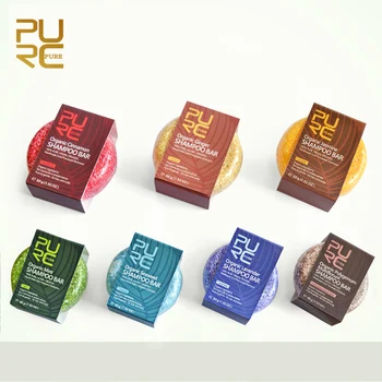 PURC 7 가지 유기농 샴푸 비누 비건 핸드메이드 콜드 가공 상쾌한 비듬 방지 헤어 샴푸, 샤이니 헤어 두피 트리트먼트