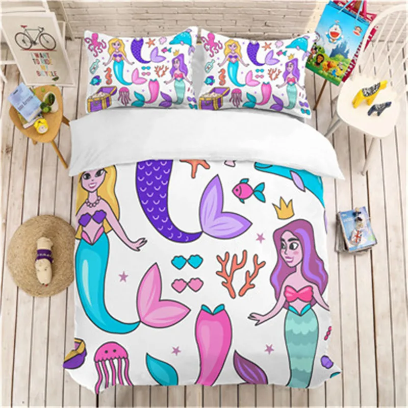 

MUSOLEI 3D Duvet Cover Set mermaid various scallops bra.Soft Bed Bedding Set Twin Queen King Size