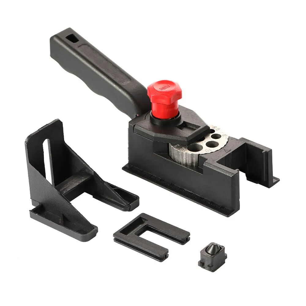 

Punch Locator 10 Holes Woodworking Punching Positioning Fixture Device DIY 3-12mm Bit Limit Ring Set with Scale Ruler