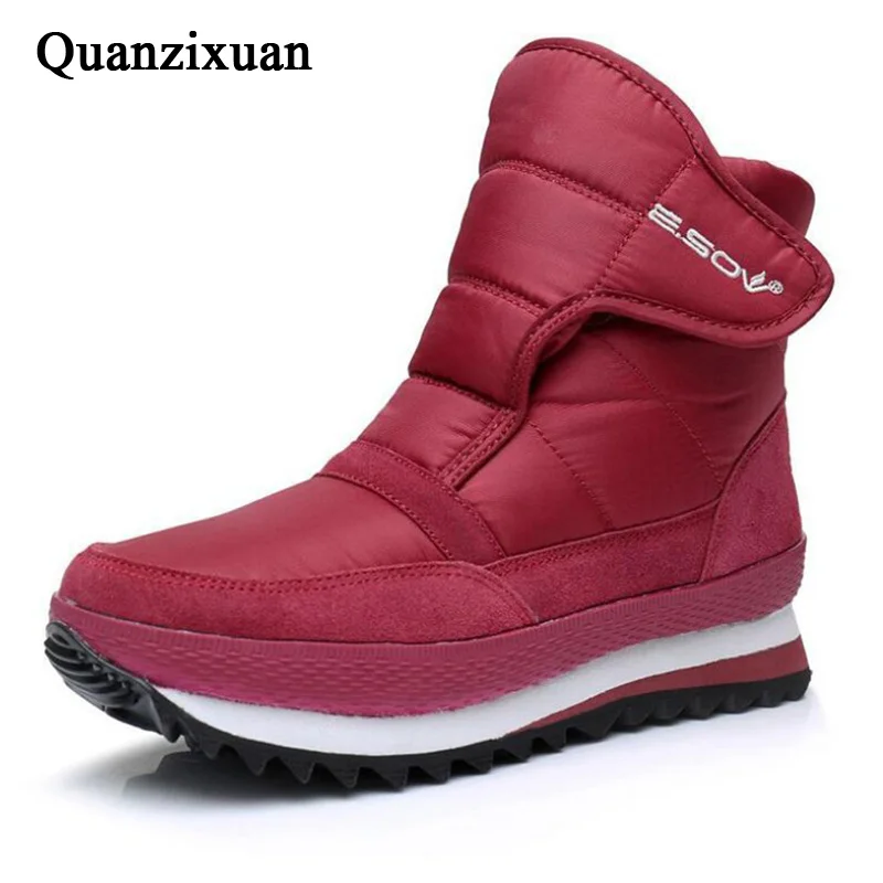 

QUANZIXUAN New Women Snow Boots Flat Non-slip Winter Shoes Women Plush Waterproof Ankle Boots Women Winter Boots Plus Size 35-45