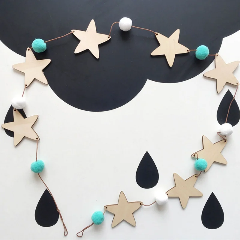 Пятиконечная звезда струны украшения для дома 2 м творческий помпон круг macarons звезды Свадьба Вечеринка день рождения ребенок Showe - Цвет: Зеленый