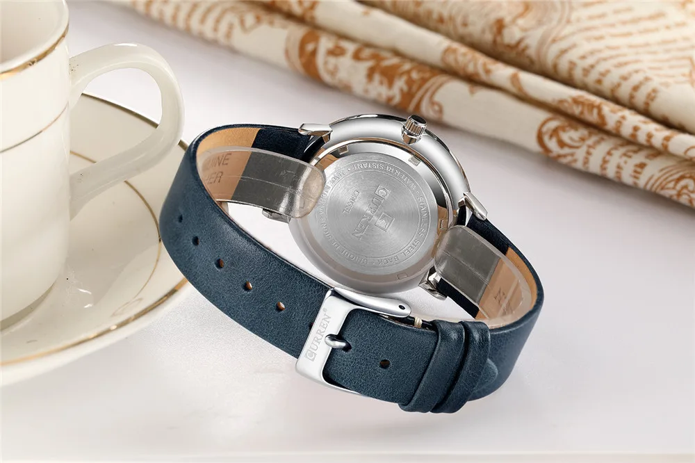 CURREN бренд 8 мм ультра-тонкие кварцевые часы для женщин из натуральной кожи женские часы роскошные женские часы Montre Femme