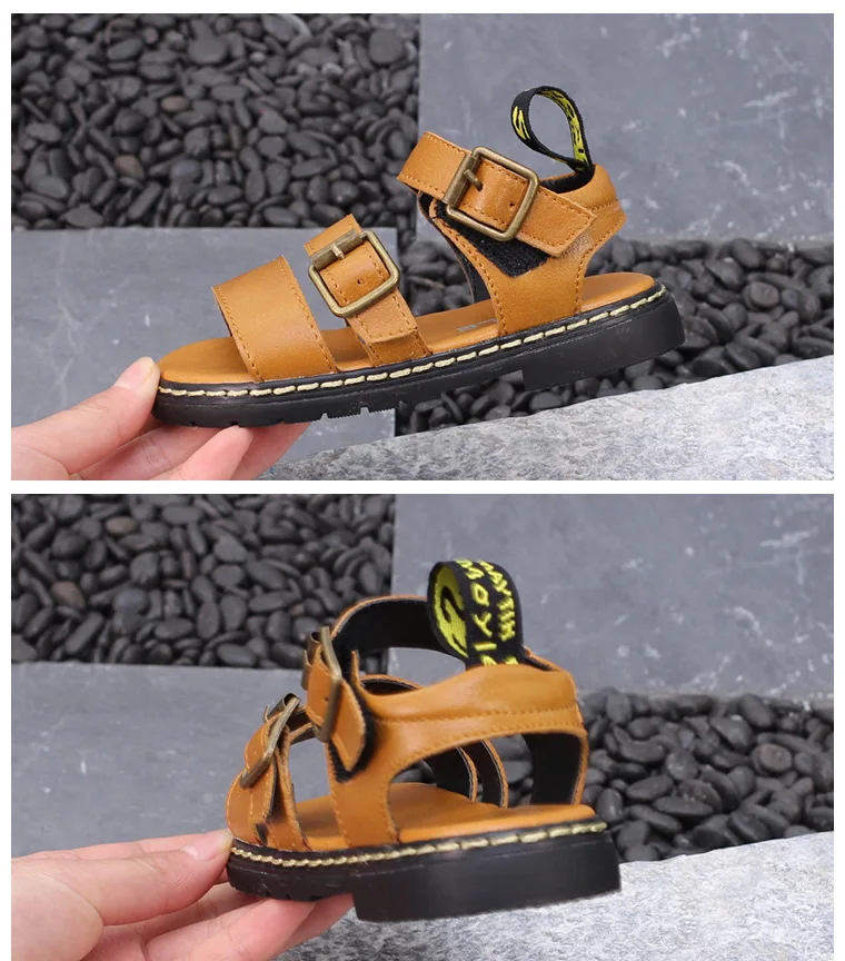 Новые летние детские сандалии корейские сандалии с металлической пряжкой для мальчиков обувь для девочек детские сандалии кожаные сандалии для малышей EUR21-30