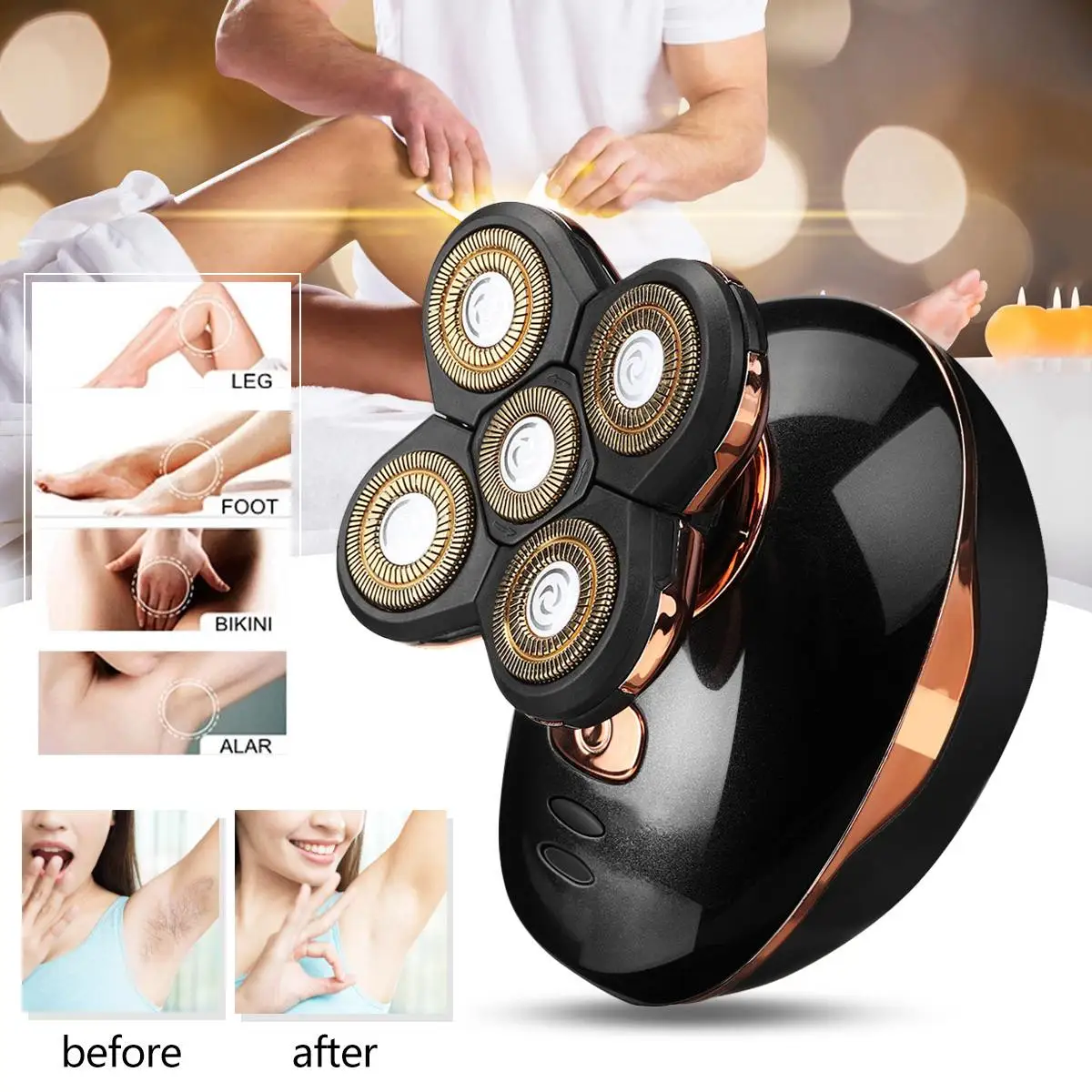 

USB Charge 5 Floating Shaver Heads Waterproof Electric Hair Trimmer Cordless Clipper Rechargeable body shaving machine