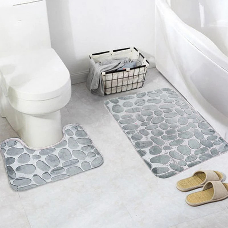 Hoomall 2pcs Non Slip Thicken Floor Bath Mats Set Water Absorption