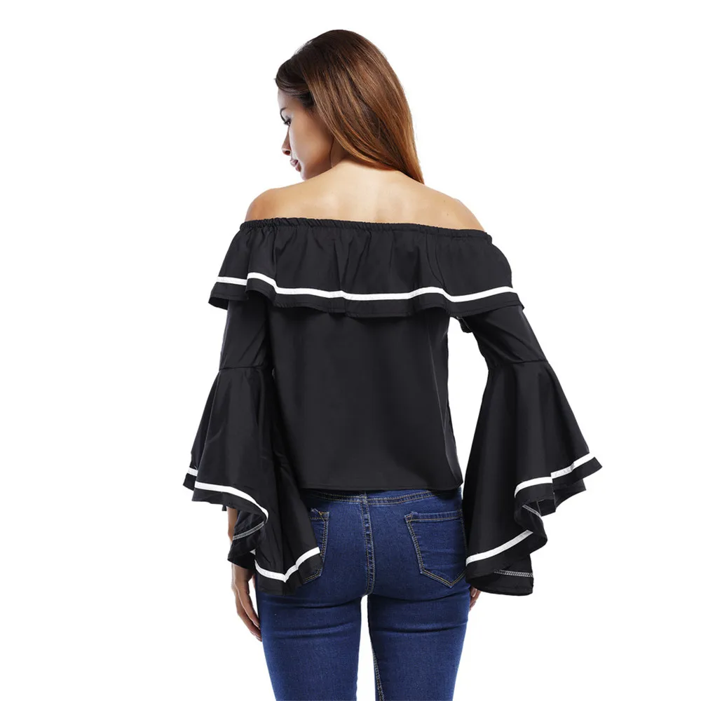 Autumn Women T shirt 2017 off shoulder crop top t shirts hot sale solid short t-shirts for women clothing fashion slim t-shirt (12)
