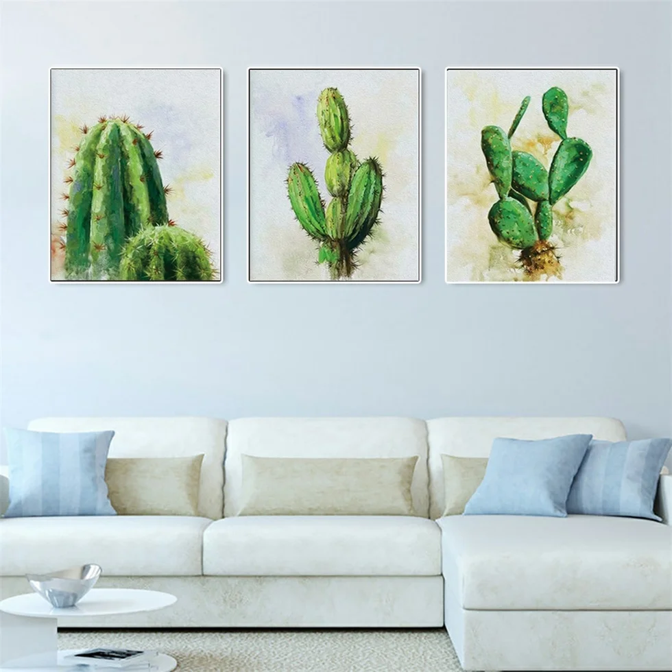 

Laeacco Cactus Green Plant Garden Posters and Prints Canvas Painting Wall Artwork for Living Room Decor Nordic Home Decoration