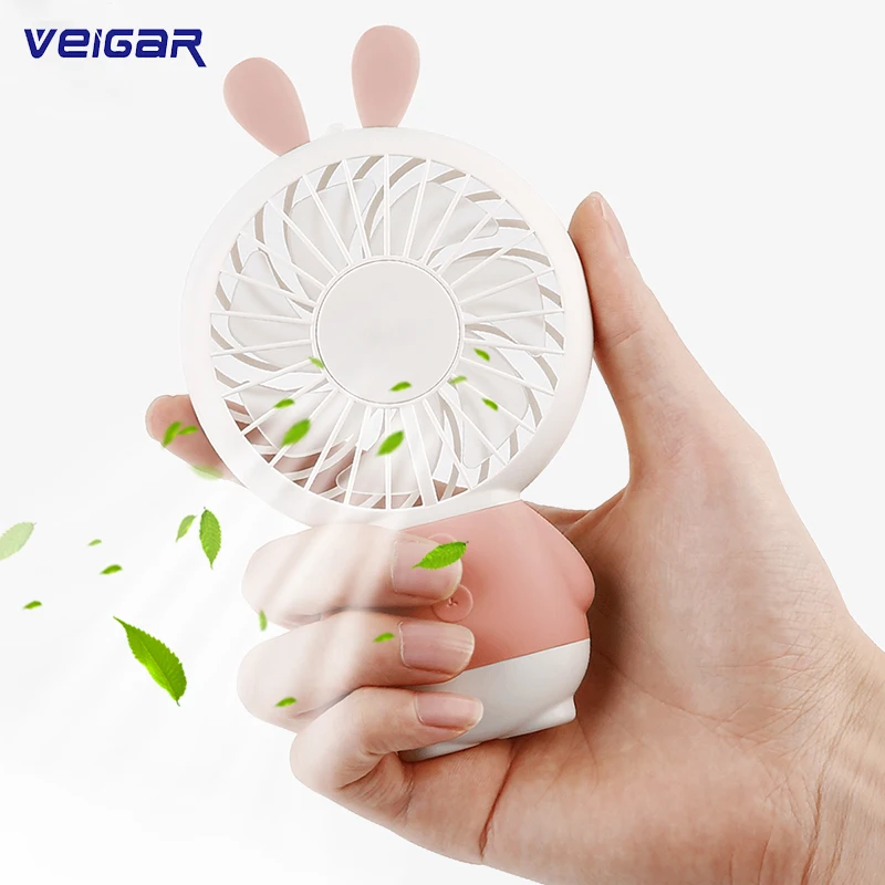 

Cute USB Fan Portable Mini Fan 2-Speed Adjustable Rechargeable Fan Seven-vane Quiet Desktop Electric Cooling Fan With Lighting