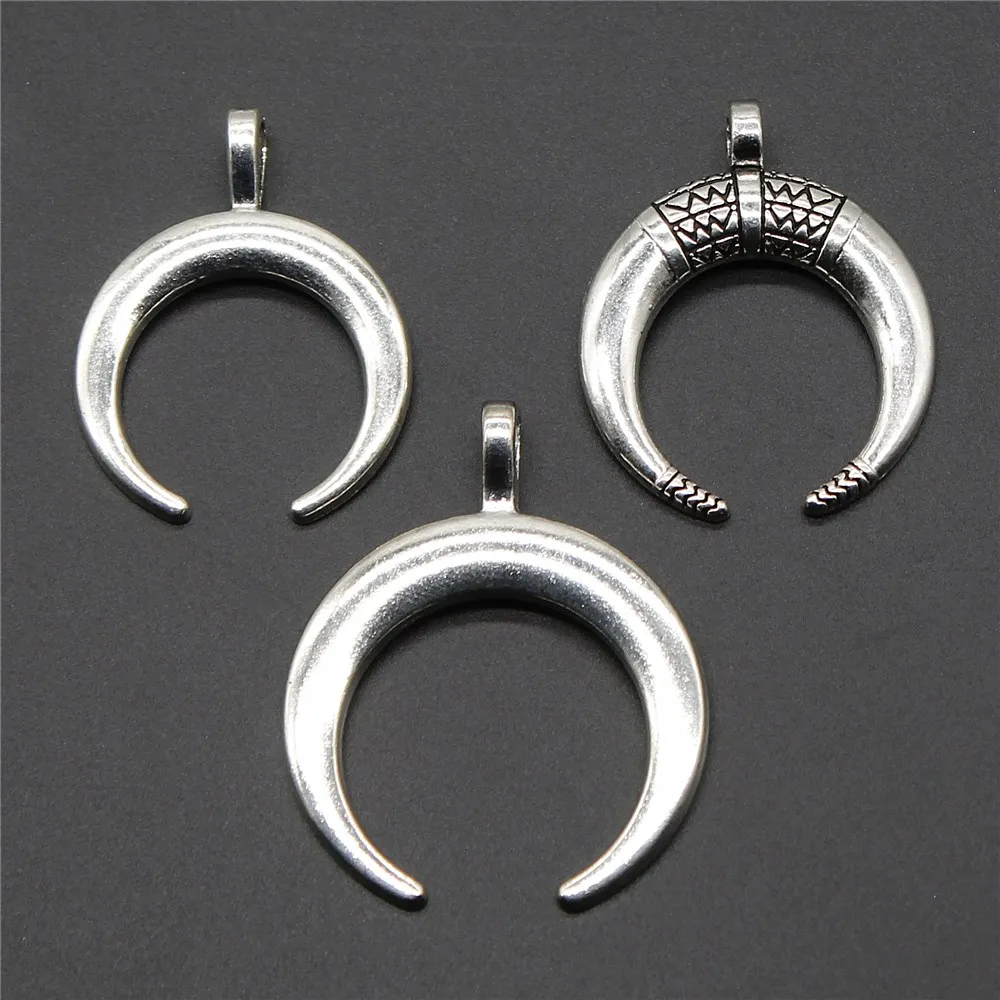 

5pcs Antique Silver Color Crescent Moon Charms Pendants For Jewelry Making Crescent Moon Charms DIY Charms Horn
