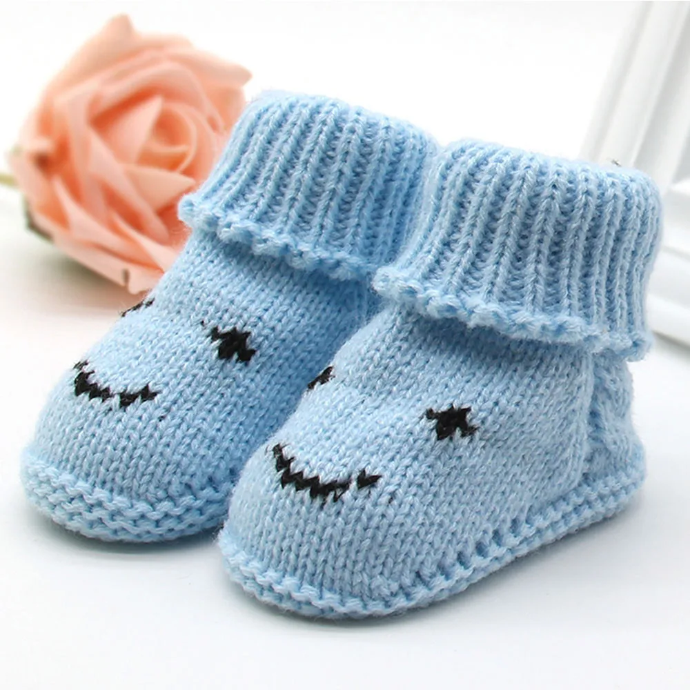 Warm Winter Soft Woolen Baby Shoes Infants Crochet Knit Fleece Warm Boots Toddler Girl Boy Wool Snow Crib Shoes Booties First