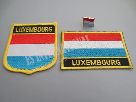 

National Flag Embroidery Patches and Metal Flag Lapel Pin LUXEMBOURG