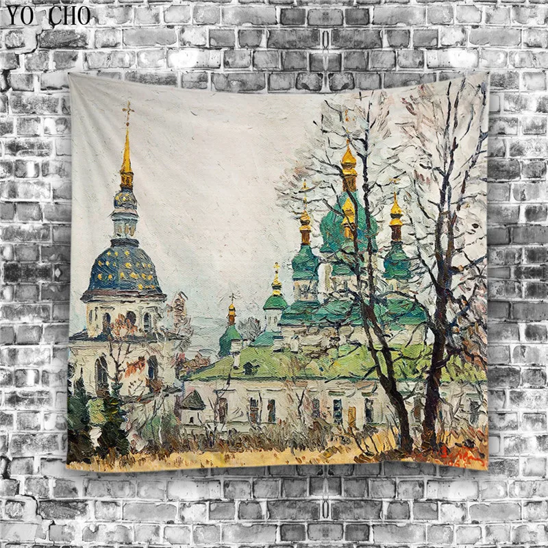 

YO CHO 1 piece polyester hot bus various Tower Eiffel Tower tapestry printed rectangle ready made popular wall hanging tapestry