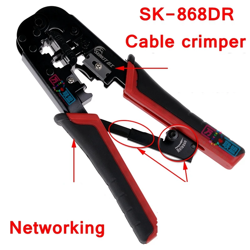 melhor Cabo ferramenta De Friso crimper SUNKIT ReadStar SK 868DR dual funcional 8 p 6 p Plugue de Rede RJ45 RJ11 cabo de telefone fazer