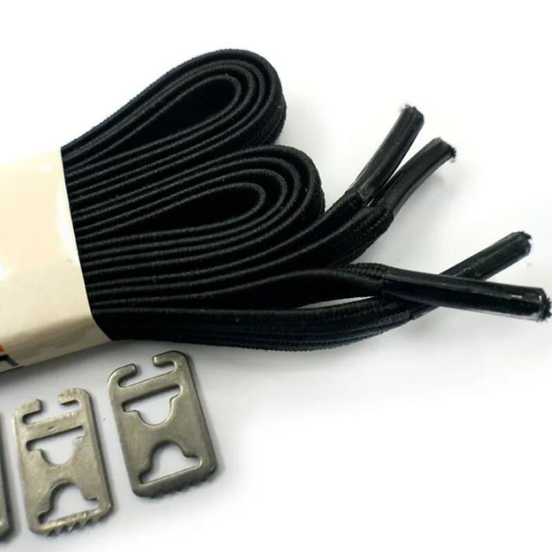 JUP 1-50 Pair Lock Laces Elastic No Tie Shoelaces Black Adult Kids Sneakers Metal Buckle Shoelaces Sport Athletic Laces Strings