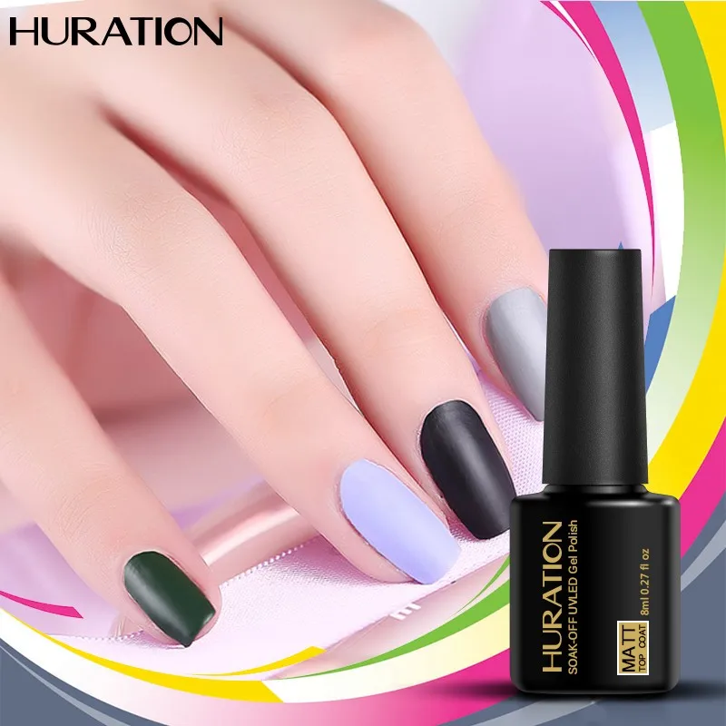 

Huration Matte Top Coat Nail Art Design High Quality UV LED Base Coat No Sticky Layer Top Coat Scrub Soak Off Matt Topcoat