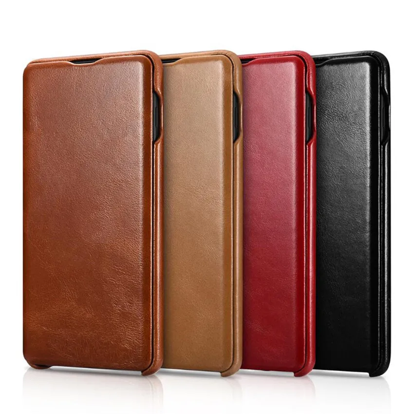 

iCarer for Samsung Galaxy S10 S10+ S9 S9+ Plus Note8 Note 9 Curved Edge Vintage Series Genuine Leather Case