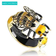 MECHOSEN Unique Enamel Esmalte Bees Bangles AAA Zircon Pulseira Masculina Copper Crystal Insect Bileklik Luxury Jewelry With Box