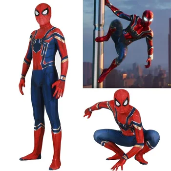 

The Infin Spider Cosplay Costume Zentai Blue Iron Spider Superhero Bodysuit Suit Jumpsuits Halloween Costume New