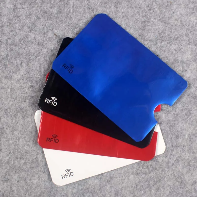 

4pcs Colorful Anti Rfid Wallet Blocking Reader smal Lock Bank Card Holder Id Case Protection Metal Credit Card Holder Aluminium