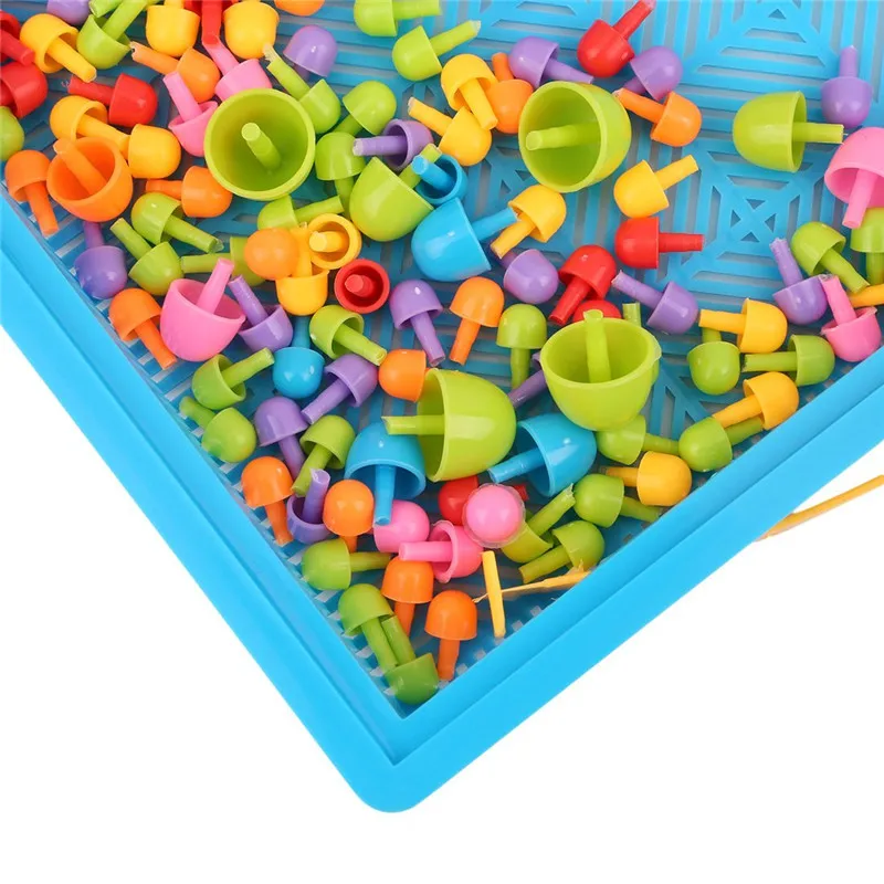 296pcs Mushroom Nails Puzzle Educational Pegboard Toy Letters Numbers Game with Storage For Kids Children  (5)