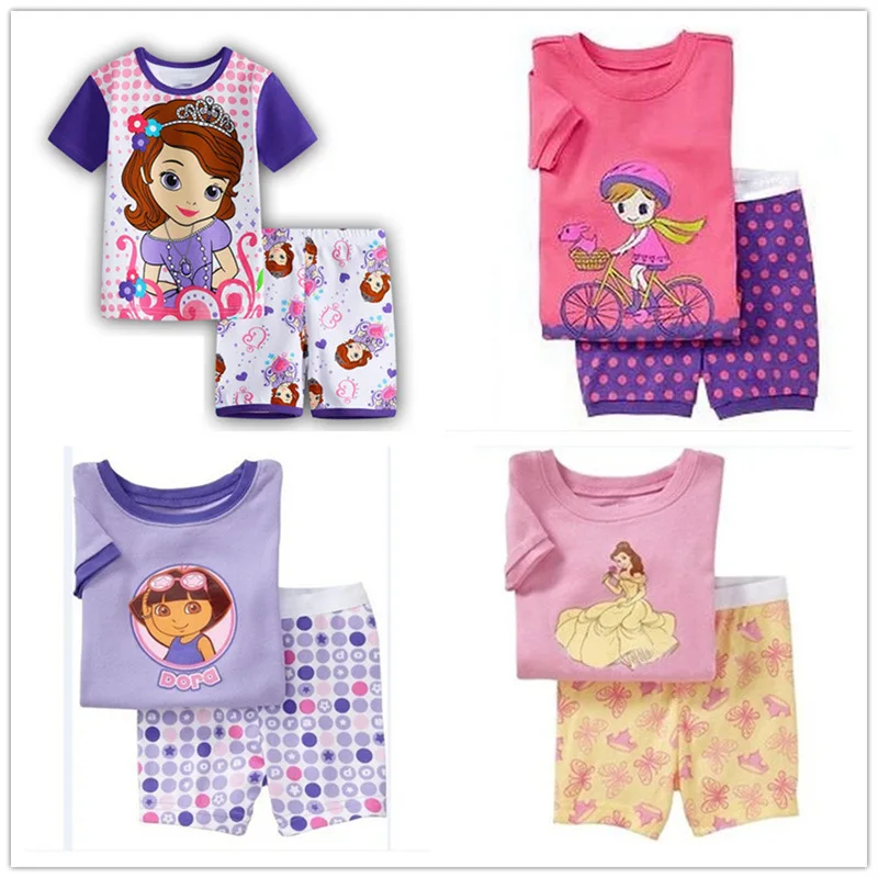 

Baby Pajamas Kids Boys Girls Clothes Top With Pants For Girl 2019 Princess Sophia Short Sleeved Set Cartoon Children's Sleepwear