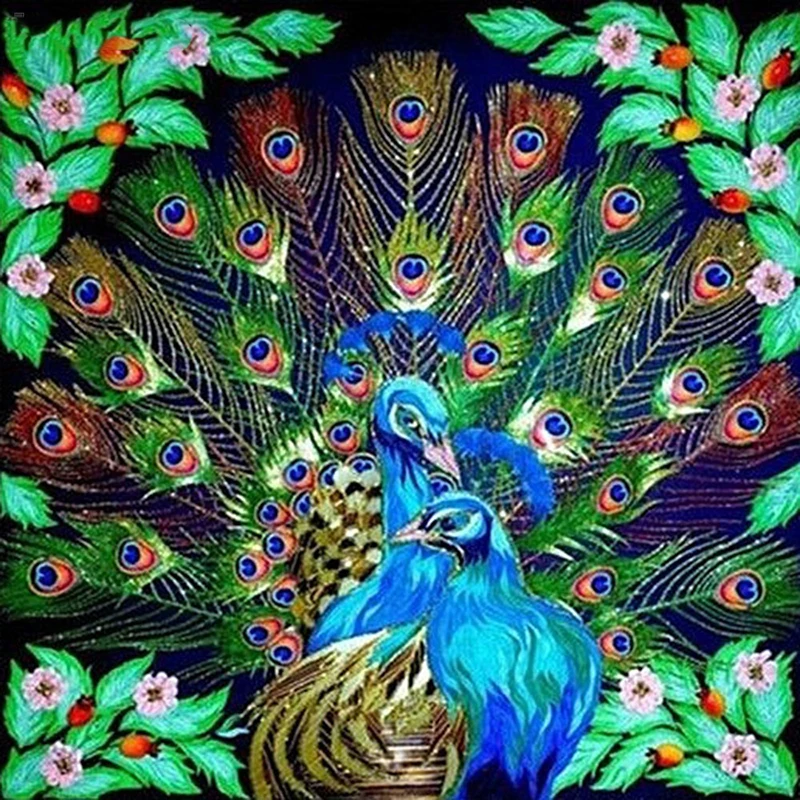 

Full 5D Diy Daimond Painting "Peacock Couple" 3D Diamond Painting Round Rhinestone Diamant Painting Embroidery Animals