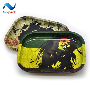 

10pcs/lot Metal Cigarette Plate Smoking Storage Tray Cigarette Hand Roll Paper Iron Plate Accessories 18*14cm (Random color)