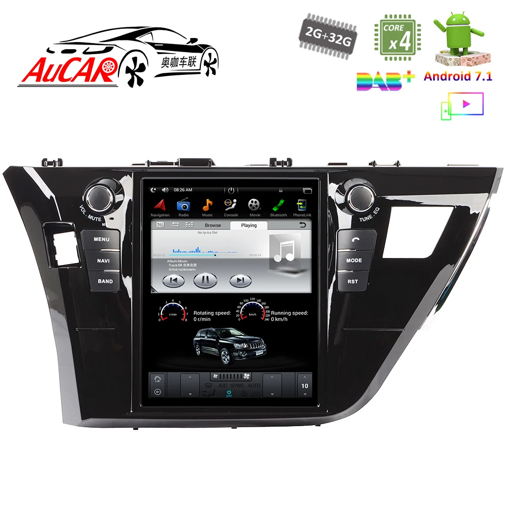 Android 7.1 10.4" Tesla Style for Toyota Corolla car multimedia player 2013- Bluetooth Radio WIFI 4G Vertical Stereo IPS