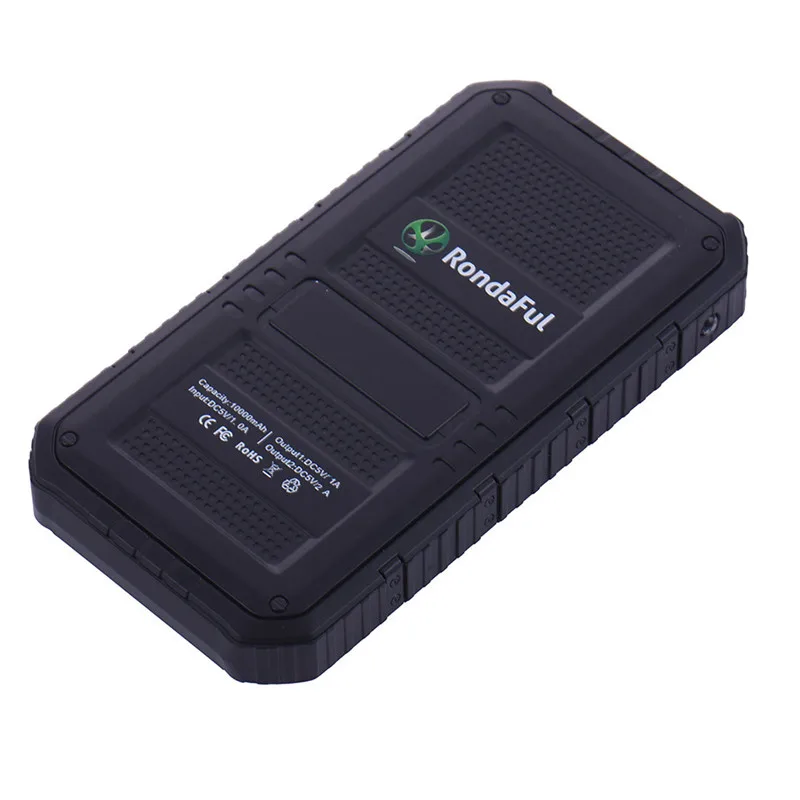 Portable Solar Power Bank Dual USB Power Bank 8000mAh waterproof powerbank bateria external Portable Solar Panel with LED light