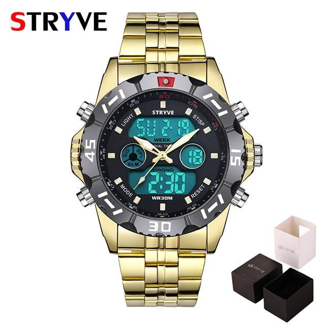Brand Mens Watches LED Analog Digital Fashion Sport Quartz Watch Men Military Waterproof Stainless Male Wrist Watch relogio