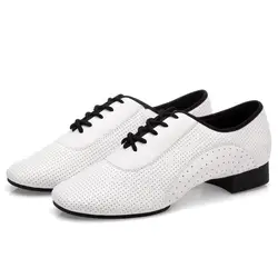 Для мужчин Натуральная кожа латинский Танцы обувь вечерние Танго современный Обувь для танцев дышащая две точки Обувь для танцев белый