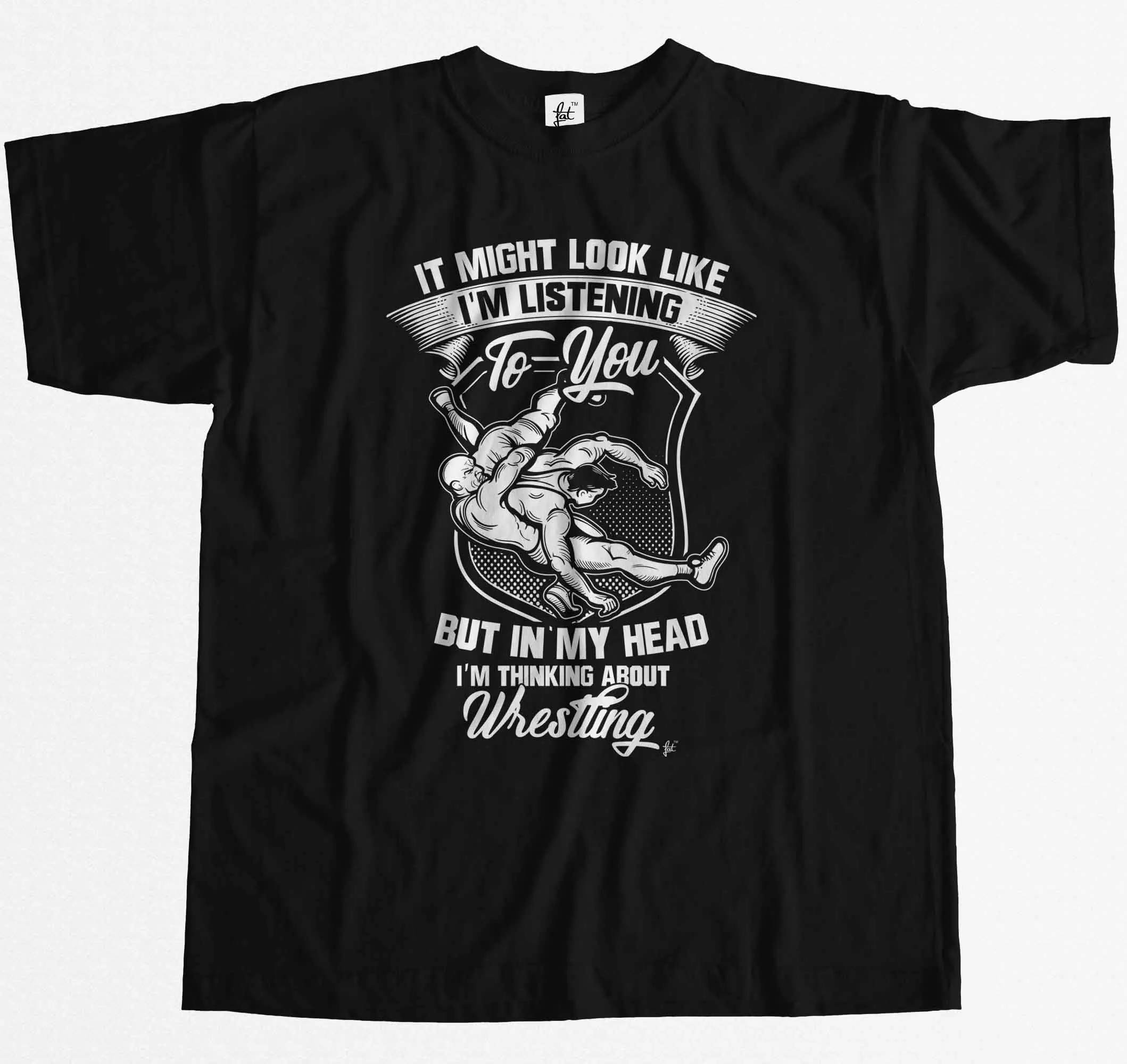 تبدو مثل الاستماع ولكن أنا أفكر المصارعة رجل t-shirt ماركة 2018 جديد تي شيرت الرجل القطن
