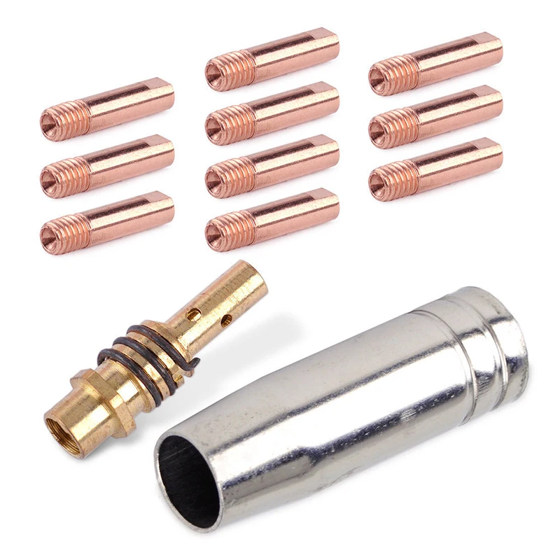 12pcs Mig Welding Contact Tips Kit 0.9mm M6 For MB-15AK Welding Torch Nozzles Welder Holder Gas Tools