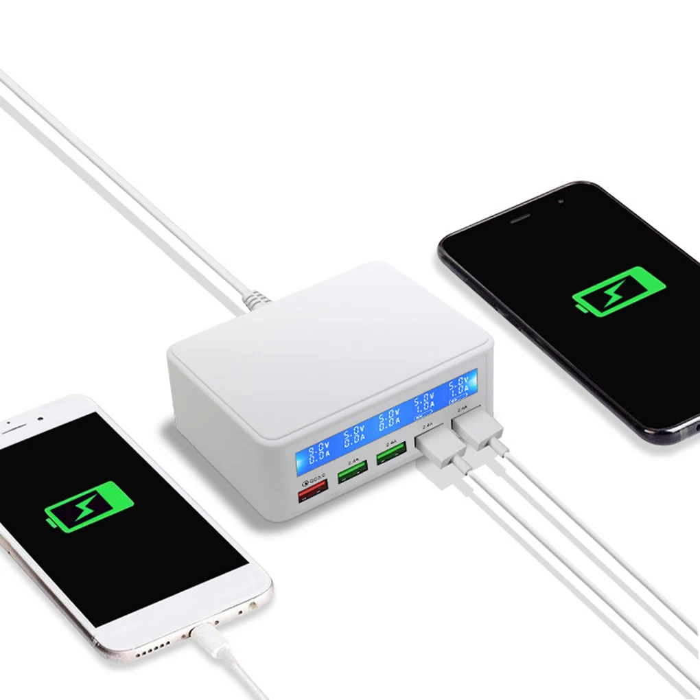 

5-Port USB Smart Phone Charger Power Adapter Desktop Charging Station LCD Display USB Socket Fast Charger